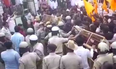 ಹುಬ್ಬಳ್ಳಿ: ಉಗ್ರ ಸ್ವರೂಪ ಪಡೆದ ವಿದ್ಯಾರ್ಥಿಗಳ ಪ್ರತಿಭಟನೆ: ಬ್ಯಾರಿಕೇಡ್ ಹಾಗೂ ಗೇಟ್ ತಳ್ಳಿ ಮುತ್ತಿಗೆಗೆ ಯತ್ನ