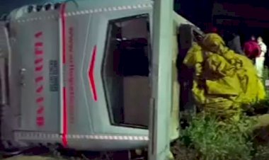 ಬ್ರಿಡ್ಜ್ ಮೇಲಿಂದ ವಿ ಆರ್ ಎಲ್ ಬಸ್ ಪಲ್ಟಿ : ಮೂವರ ಸಾವು ಹಲವರಿಗೆ ಗಾಯ