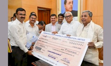 ರಾಜ್ಯ ಸರ್ಕಾರಕ್ಕೆ 1,402 ಕೋಟಿ ರೂ. ಚೆಕ್ ಹಸ್ತಾಂತರಿಸಿದ ಕರ್ನಾಟಕ ರಾಜ್ಯ ಖನಿಜ ನಿಗಮ