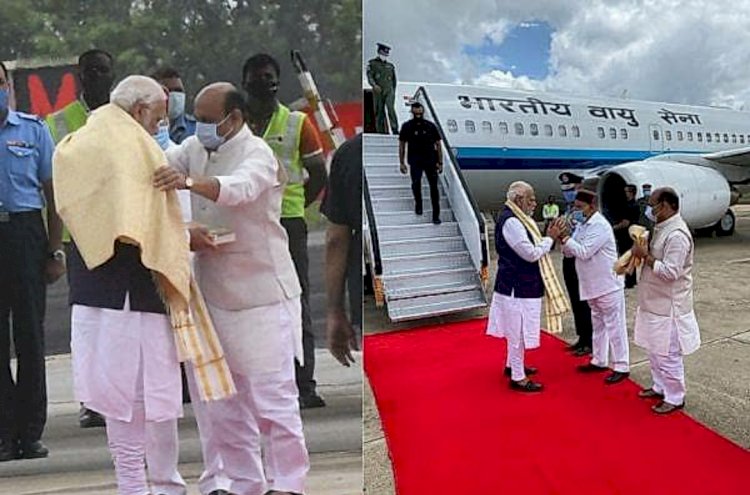 ಬೆಂಗಳೂರು: CM & ರಾಜ್ಯಪಾಲರಿಂದ ಗೌರವ ಸ್ವೀಕರಿಸಿದ ಪ್ರಧಾನಿ ಹೆಲಿಕ್ಯಾಪ್ಟರ್ ಮೂಲಕ ಕೊಮ್ಮಘಟ್ಟಕ್ಕೆ ಪ್ರಯಾಣ !