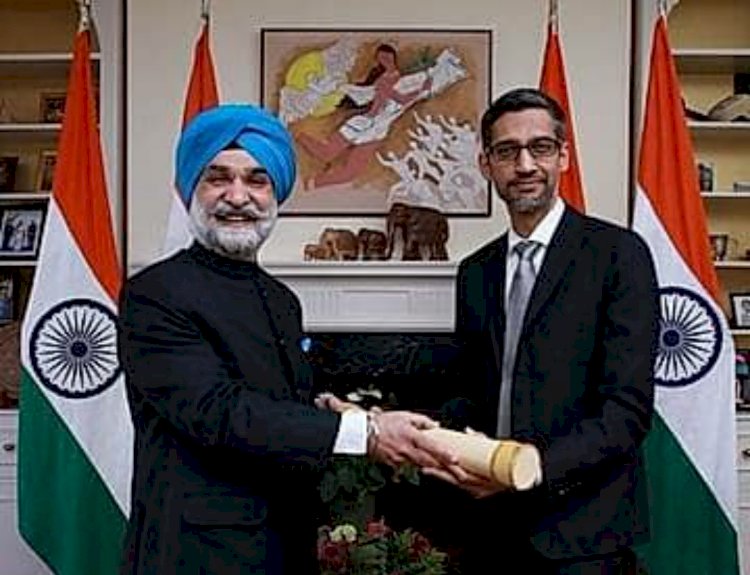 ವಾಷಿಂಗ್ಟನ್ : ಗೂಗಲ್ ಸಿಇಒ ಸುಂದರ್ ಪಿಚೈಗೆ ದೇಶದ ಅತ್ಯುನ್ನತ ನಾಗರಿಕ ಪ್ರಶಸ್ತಿ