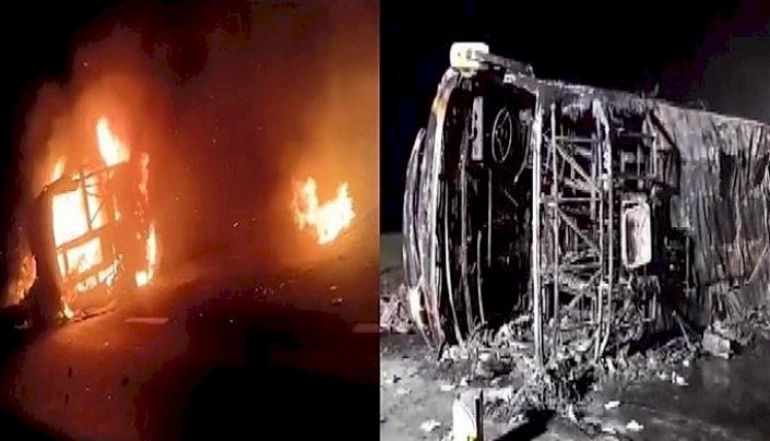 ಮಹಾರಾಷ್ಟ್ರದಲ್ಲಿ ಭೀಕರ ಬಸ್ ದುರಂತ - ಅಗ್ನಿ ಅನಾಹುತಕ್ಕೆ 25 ಜನರ ಸಜೀವ ದಹನ