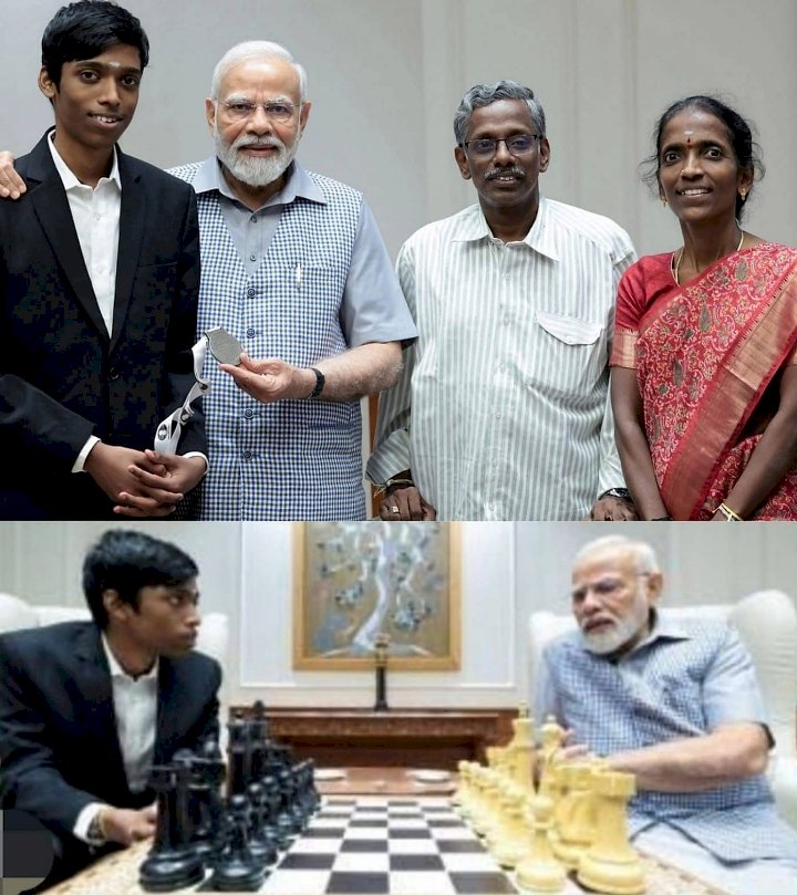 ಮೋದಿ ಭೇಟಿ ಮಾಡಿದ ದಾಖಲೆಯ ವೀರ - ಪೋಷಕರೊಂದಿಗೆ ಪ್ರಧಾನಿ ಭೇಟಿ ಮಾಡಿದ ಚೆಸ್ ಗ್ರ್ಯಾಂಡ್ ಮಾಸ್ಟರ್ ಪ್ರಜ್ಞಾನಂದ