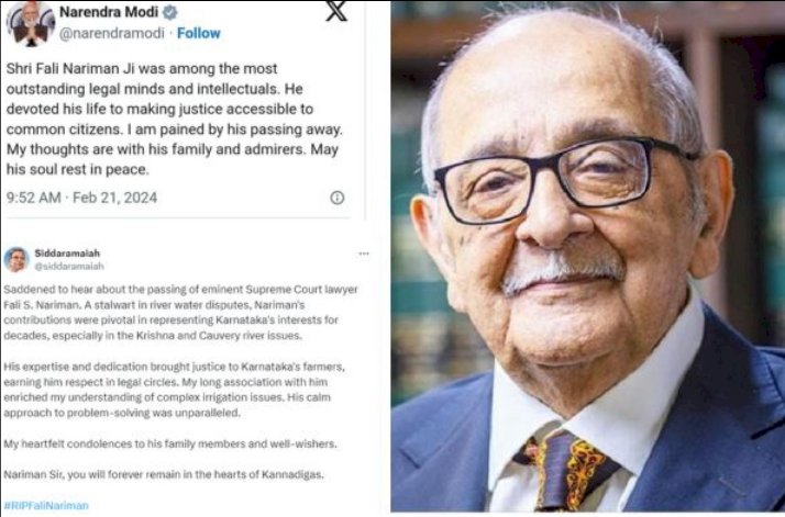 ಜಲ ವಿವಾದದಲ್ಲಿ ಕರ್ನಾಟಕದ ಪರ ವಕಾಲತ್ತು ವಹಿಸುತ್ತಿದ್ದ ವರ ವಕೀಲ ವಿಧಿವಶ - ಮೋದಿ, ಸಿದ್ದರಾಮಯ್ಯ ಸಂತಾಪ