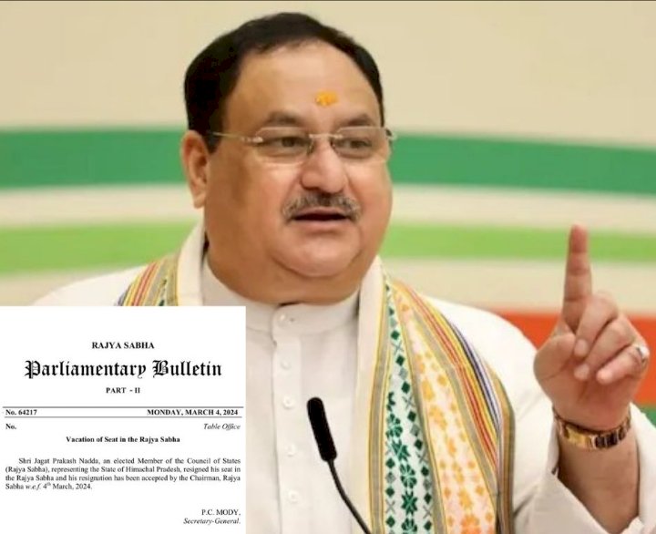 ಬ್ರೇಕಿಂಗ್ : ರಾಜ್ಯಸಭಾ ಸದಸ್ಯ ಸ್ಥಾನಕ್ಕೆ ಬಿಜೆಪಿ ಅಧ್ಯಕ್ಷ ಜೆಪಿ ನಡ್ಡಾ ರಾಜೀನಾಮೆ