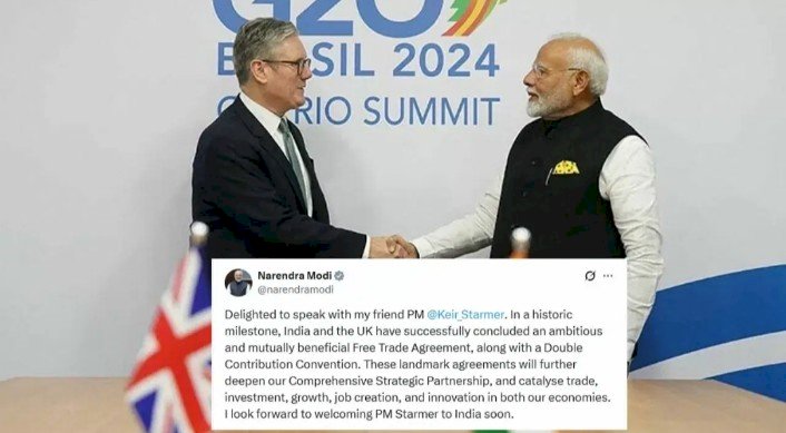ಭಾರತ-ಬ್ರಿಟನ್ ಮಧ್ಯೆ ಮುಕ್ತ ವ್ಯಾಪಾರ ಒಪ್ಪಂದ: ಪ್ರಧಾನಿ ಮೋದಿ ಘೋಷಣೆ