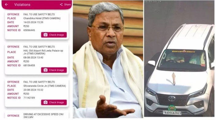 ಬೆಂಗಳೂರು: ಸೀಟ್ ಬೆಲ್ಟ್ ಧರಿಸಿದ ಸಿಎಂ - ಶೇ.50ರಷ್ಟು ರಿಯಾಯಿತಿ ಬಳಸಿ ದಂಡ ಪಾವತಿಸಿದ ಸಿಎಂ