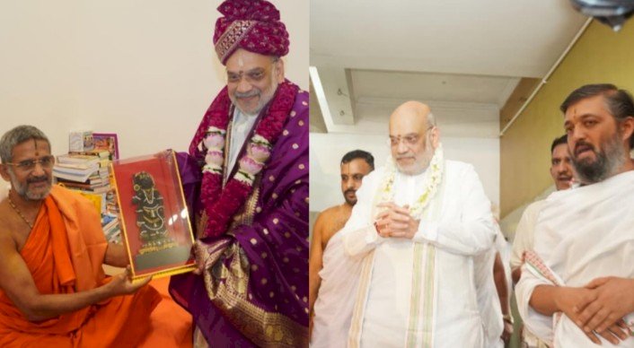 Amit Shah visits Pejawar temple